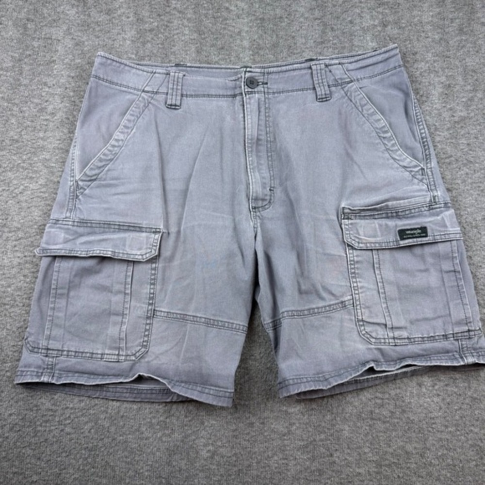Wrangler Cargo Shorts Men's 36 Gray Relaxed Fit Stretch Cotton 60AIWPW VINTAGE‎